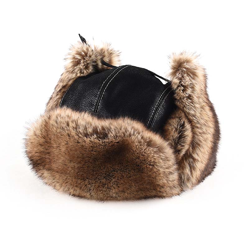 Men's Leather Thick Plush Ear Protection Thunder Hat