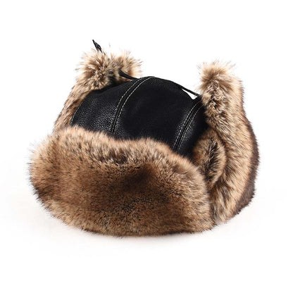 Men's Leather Thick Plush Ear Protection Thunder Hat