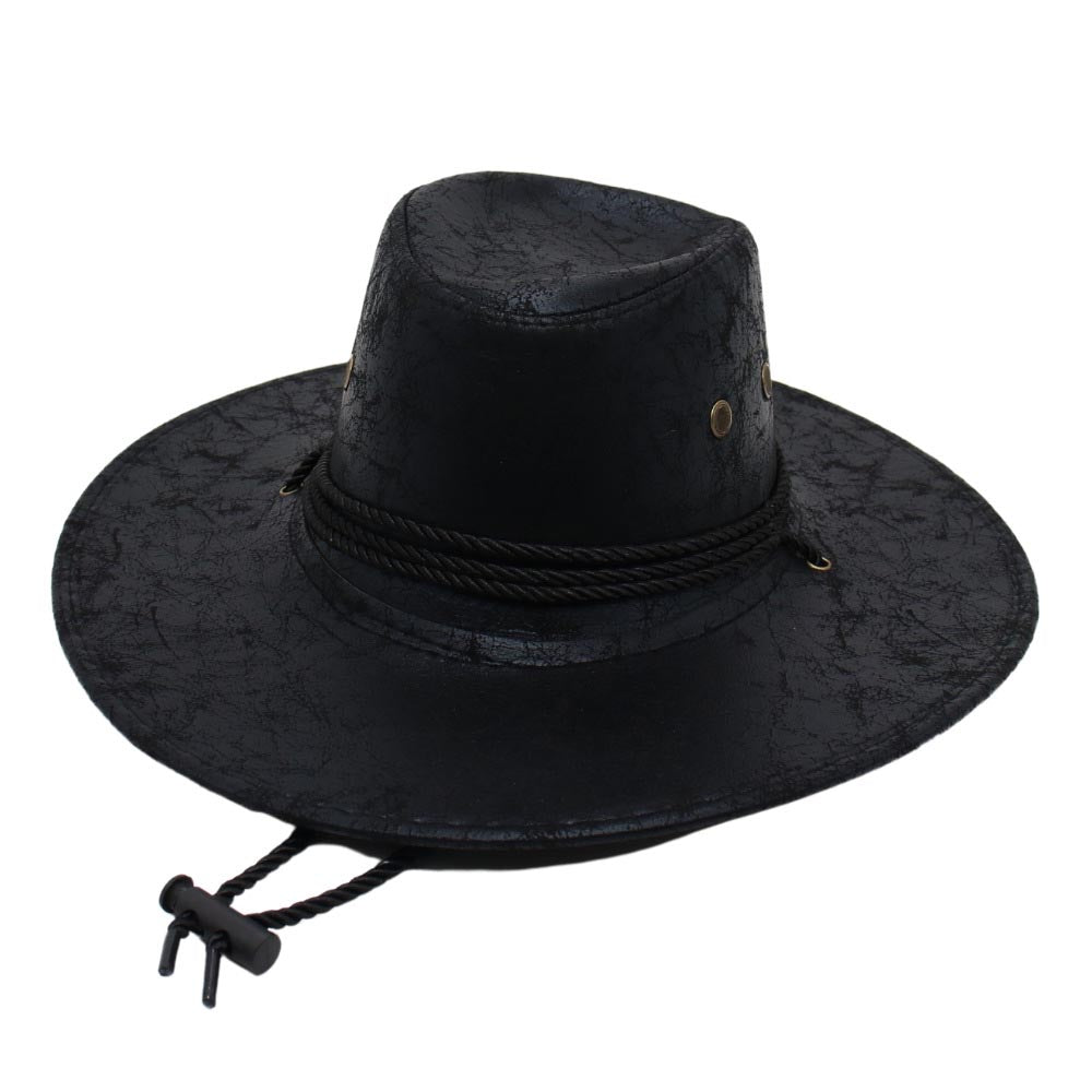 Unisex Western Cowboy Outdoor Visor Leather Hat