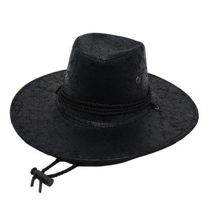 Unisex Western Cowboy Outdoor Visor Leather Hat