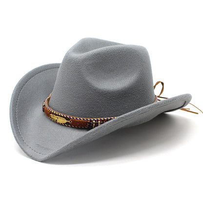 Unisex Western Cowboy Outdoor Metal Feather Felt Hat
