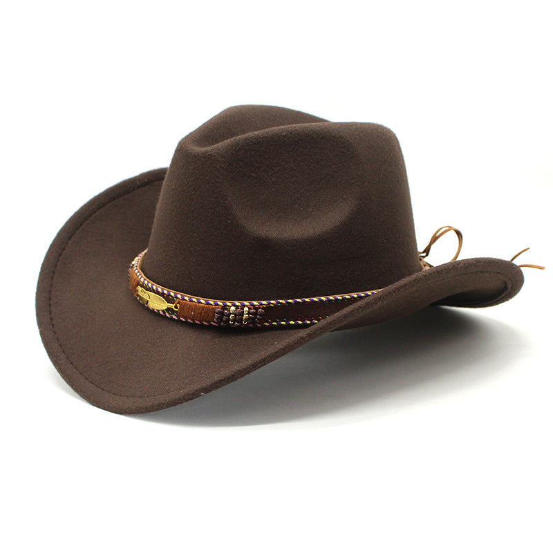 Unisex Western Cowboy Outdoor Metal Feather Felt Hat