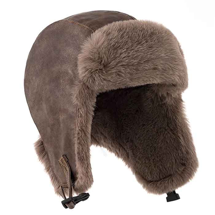 Unisex Winter Thickened Aviator Warm Windproof Leather Plush Hunting Cycling Trapper Hats