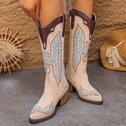 Women's Western Cowgirl Sewing Thread Ethnic Style Sleeve Embroidery Boots