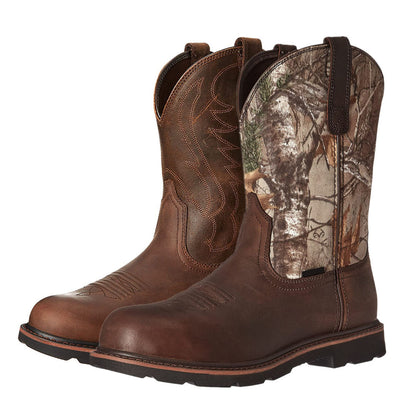 Men's Western Cowboy Embroidery Tree Camouflage Boots