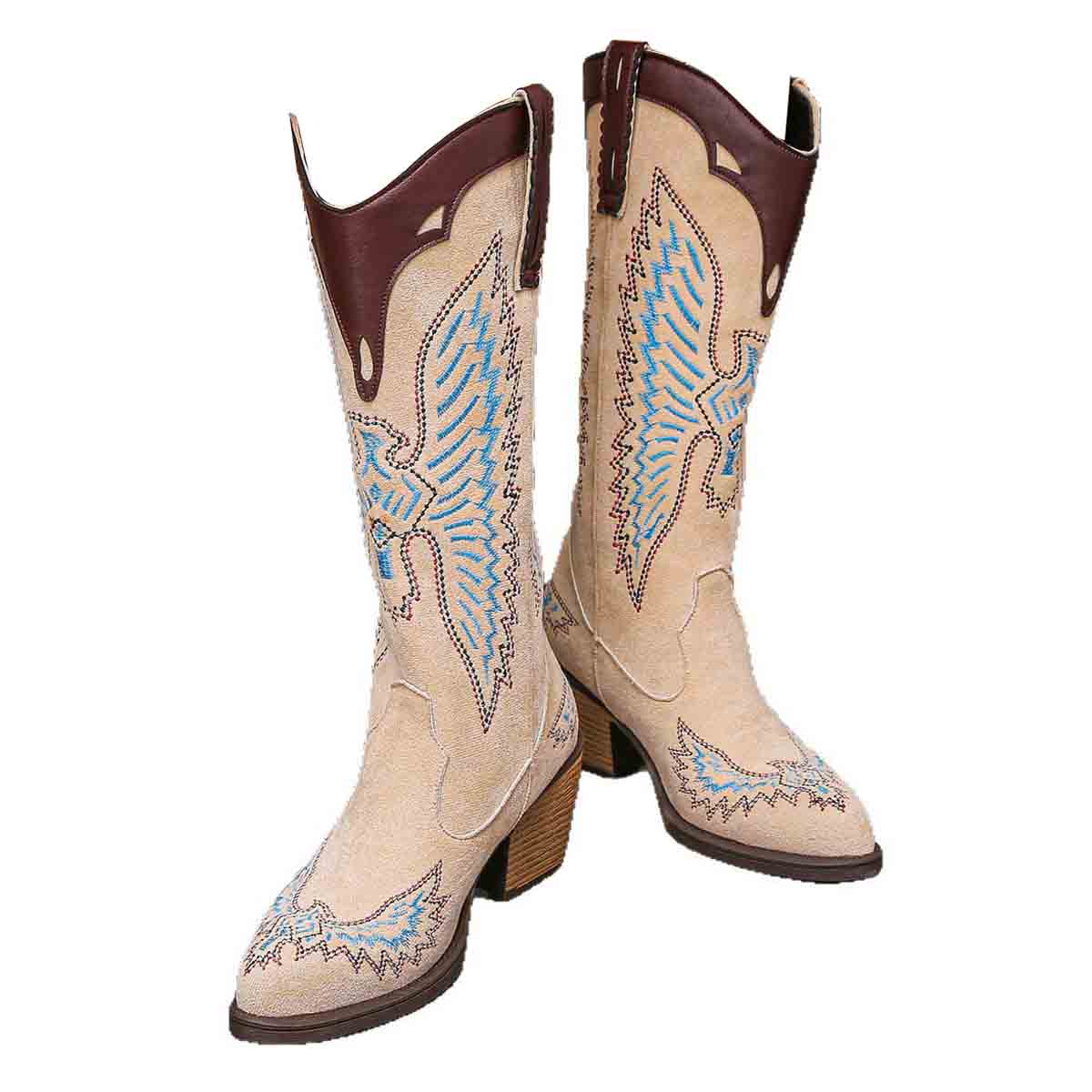 Women's Western Cowgirl Sewing Thread Ethnic Style Sleeve Embroidery Boots