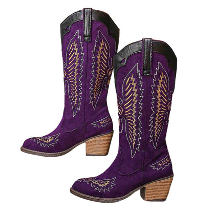 Women's Western Cowgirl Sewing Thread Ethnic Style Sleeve Embroidery Boots
