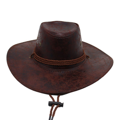 Unisex Western Cowboy Outdoor Visor Leather Hat
