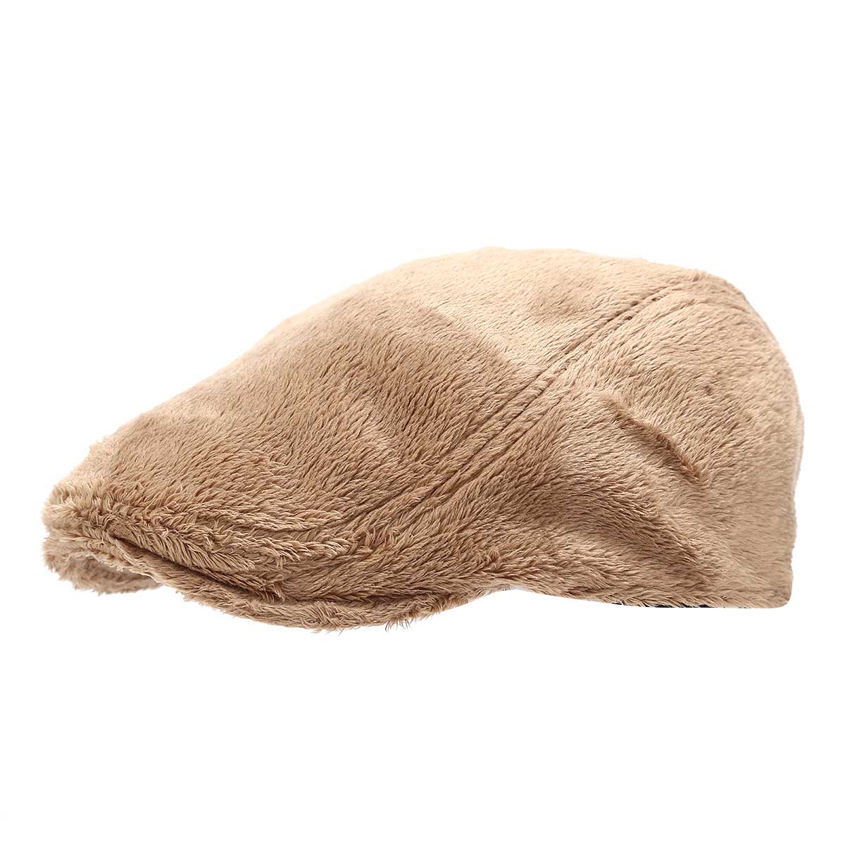 Unisex Vintage Plush Fleece Forward Hat Warm Beret