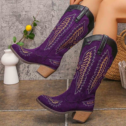 Women's Western Cowgirl Sewing Thread Ethnic Style Sleeve Embroidery Boots