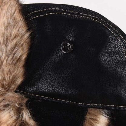 Men's Leather Thick Plush Ear Protection Thunder Hat