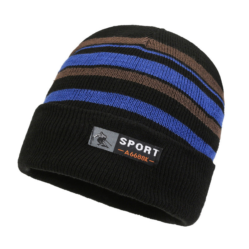 Unisex Striped Knitted Wool Plush Hat