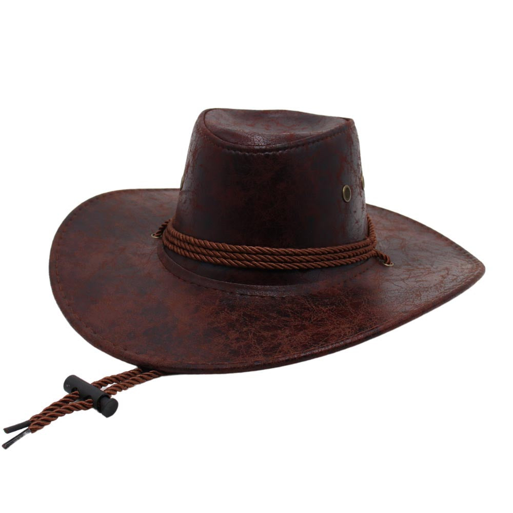 Unisex Western Cowboy Outdoor Visor Leather Hat