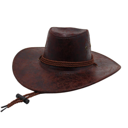 Unisex Western Cowboy Outdoor Visor Leather Hat