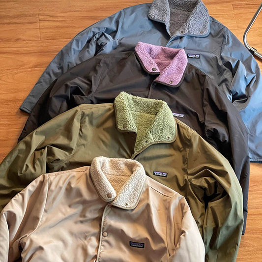 outdoor Reversible Fleece Jacket Coats Lambskin Double-sided Wear Stand Collar Polar Jacket