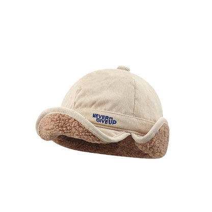 Unisex Autumn And Winter Lamb Wool Thickened Warm Duck Tongue Ear Cycling Flight Hat