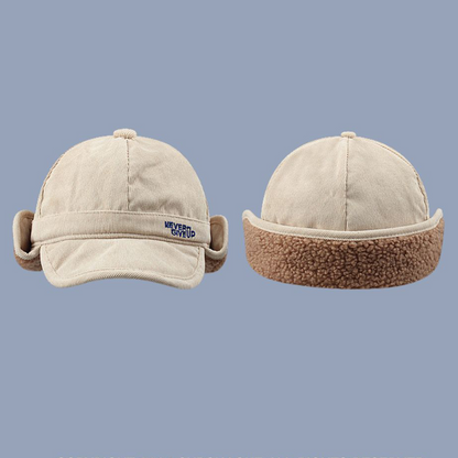 Unisex Autumn And Winter Lamb Wool Thickened Warm Duck Tongue Ear Cycling Flight Hat