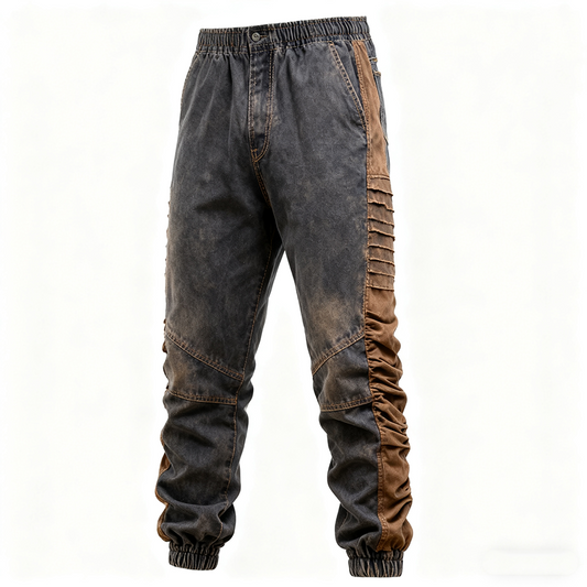 Men's Vintage-Style Denim Harlan Pants With Elastic Waistband