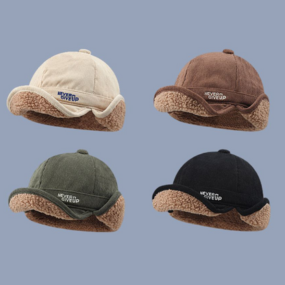Unisex Autumn And Winter Lamb Wool Thickened Warm Duck Tongue Ear Cycling Flight Hat