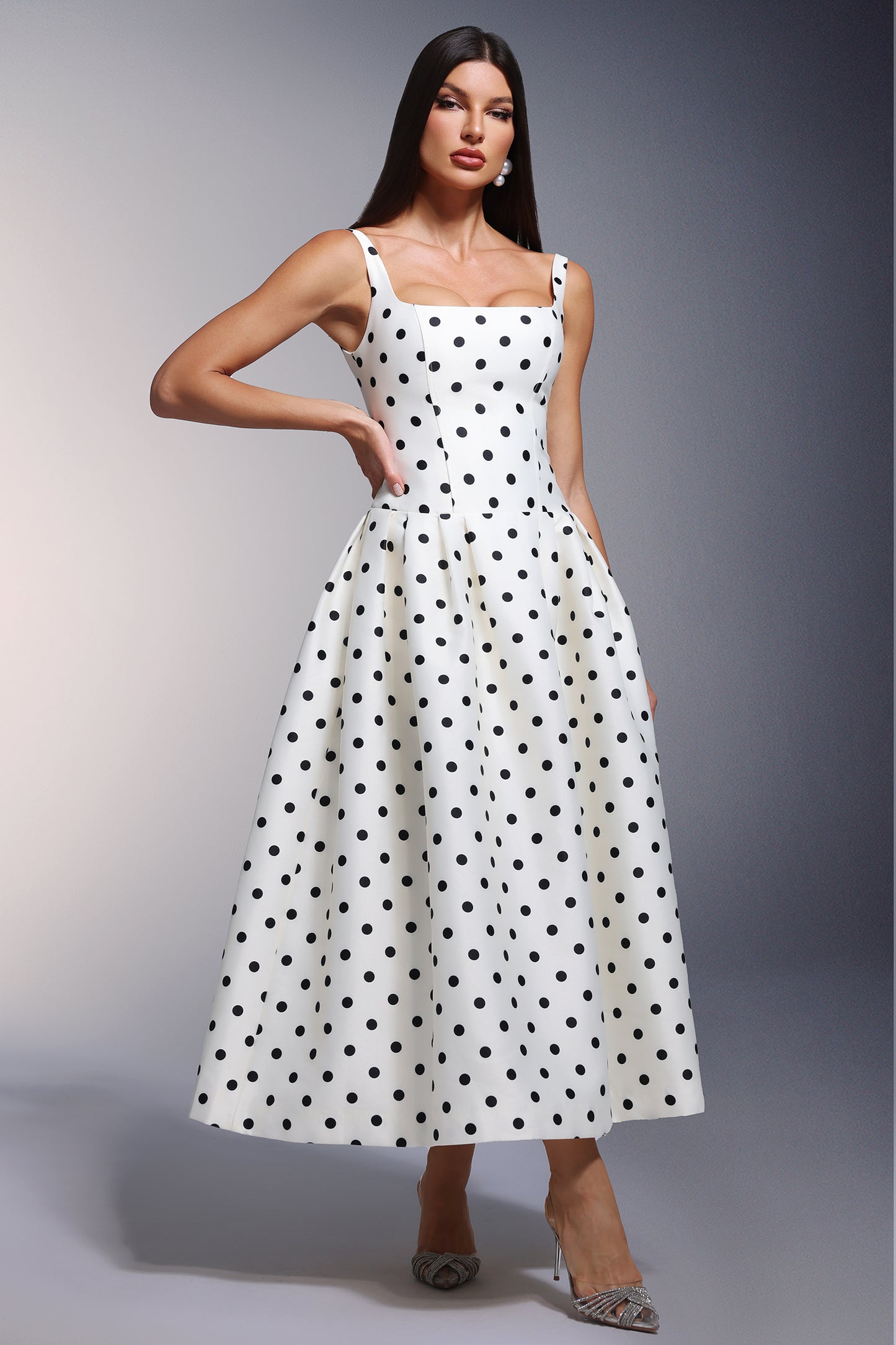 Zada ärmelloses Wave Point Maxikleid