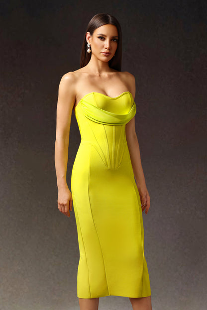 Suku ärmelloses Midikleid mit Fischgrätenmuster und Bandagen