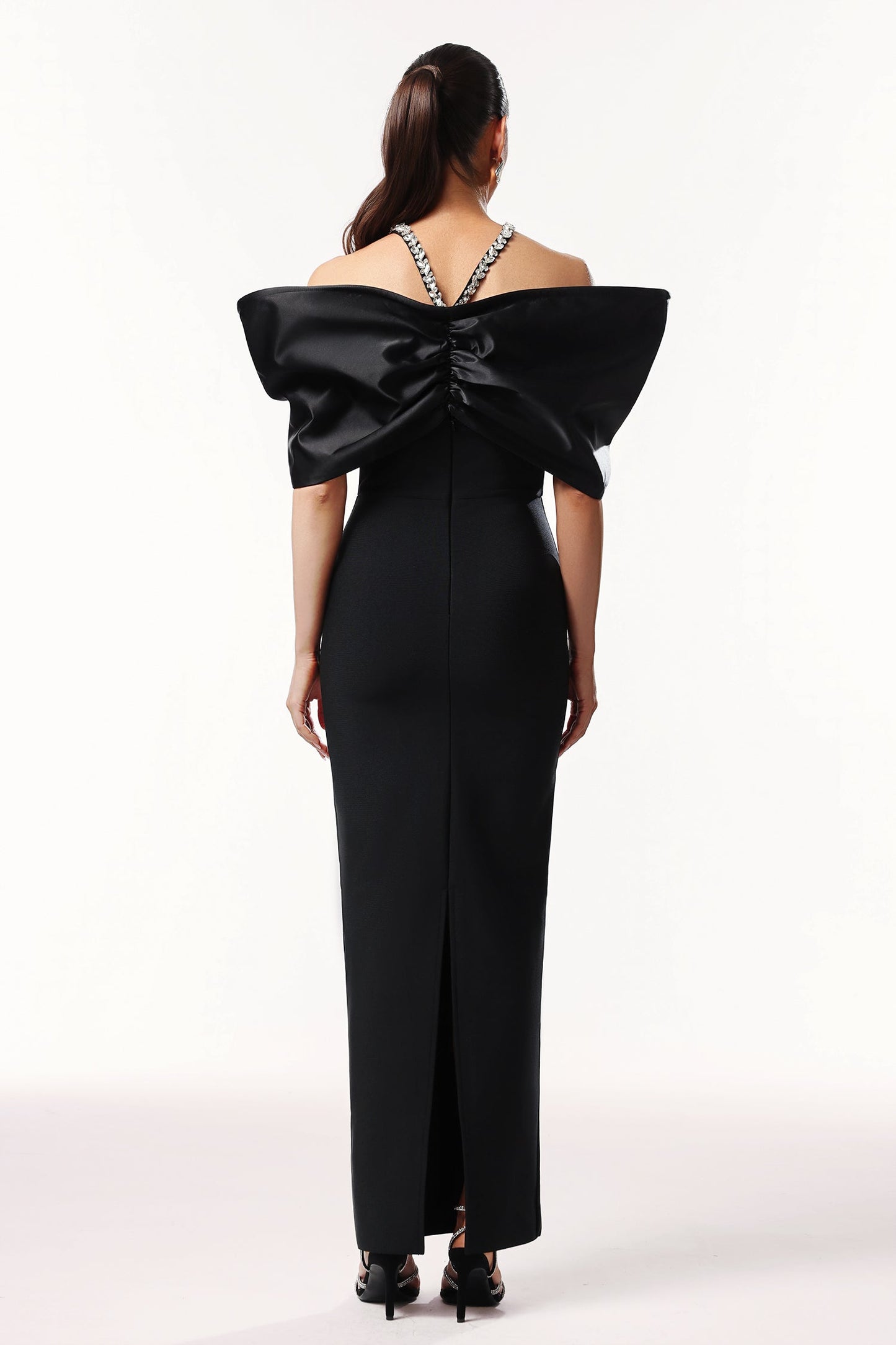 Tenley Halter Off The Shoulder Diamond Bandage Maxi Kleid