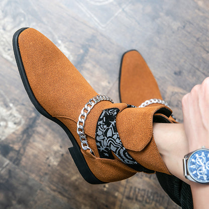 Stylish Chain-Strap Ankle Boots For Men - Perfect For Casual And Fashionable Looks