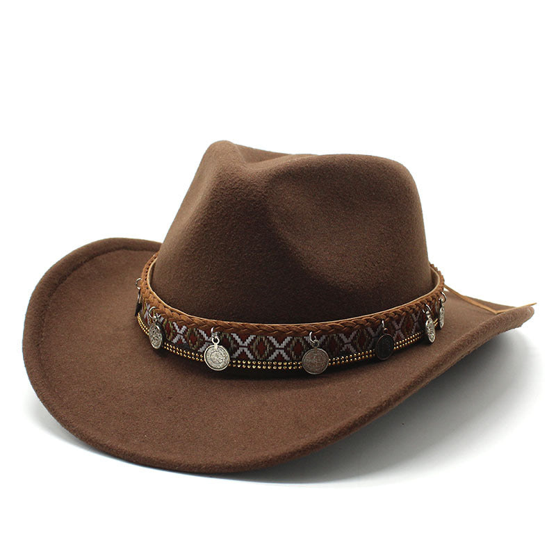 Stylish Western Cowboy Hat With Embellished Band - Perfect For Festivals And Casual Wear