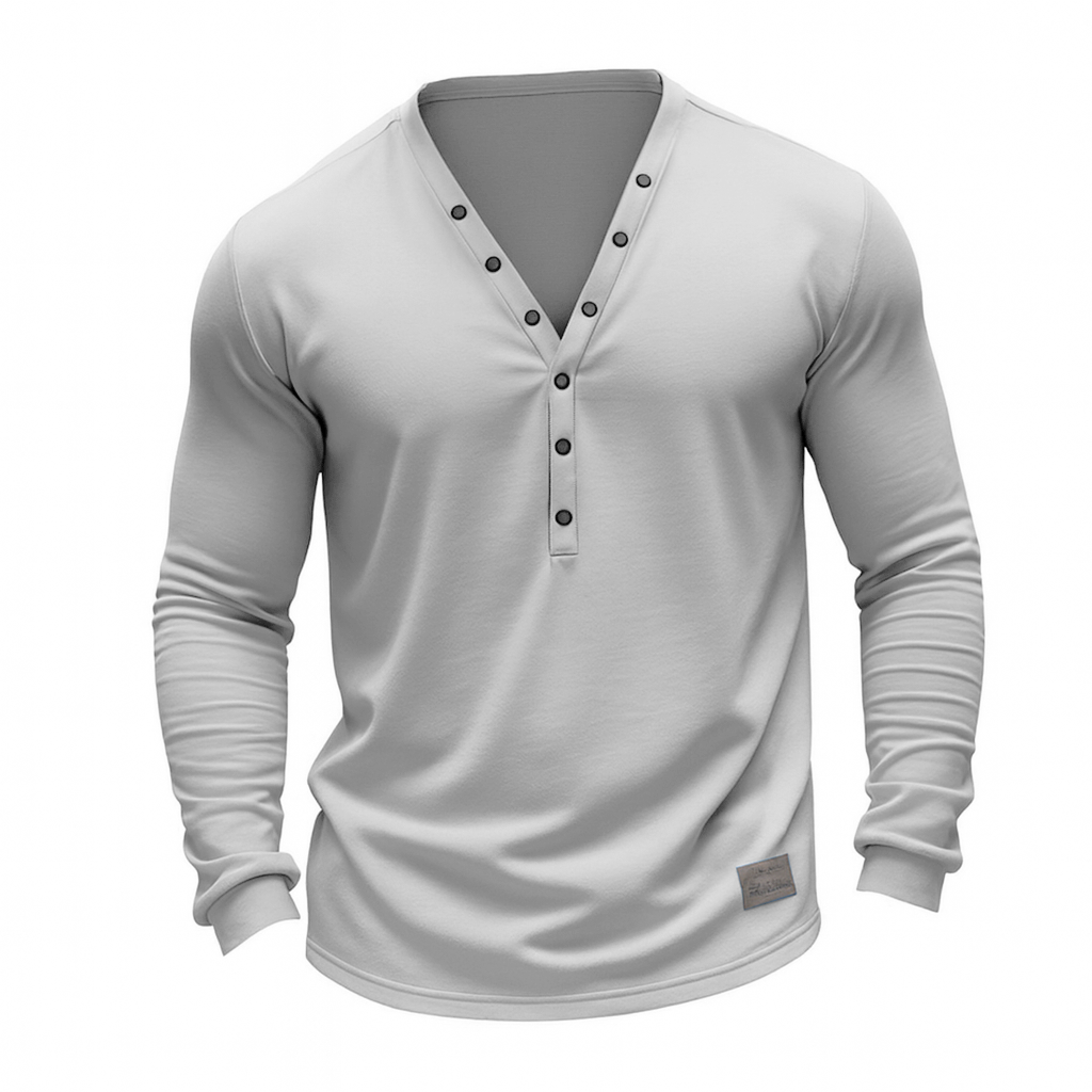Stylish Henley Neck Long Sleeve Shirt For Men - Perfect For Casual And Semi-Formal Occasions