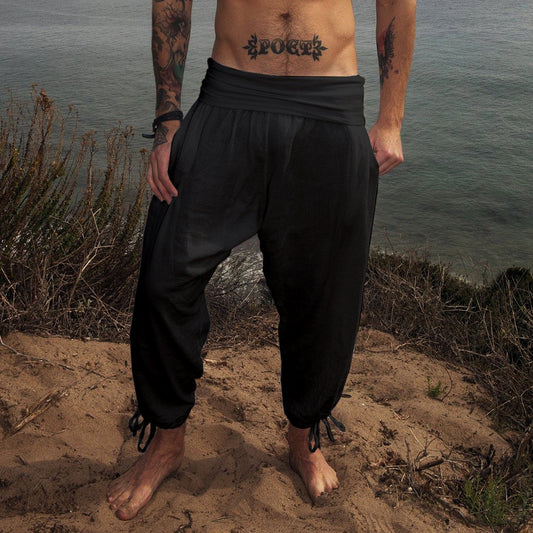 Simple Comfortable Casual Men's Linen Pants Beach Yoga Pants