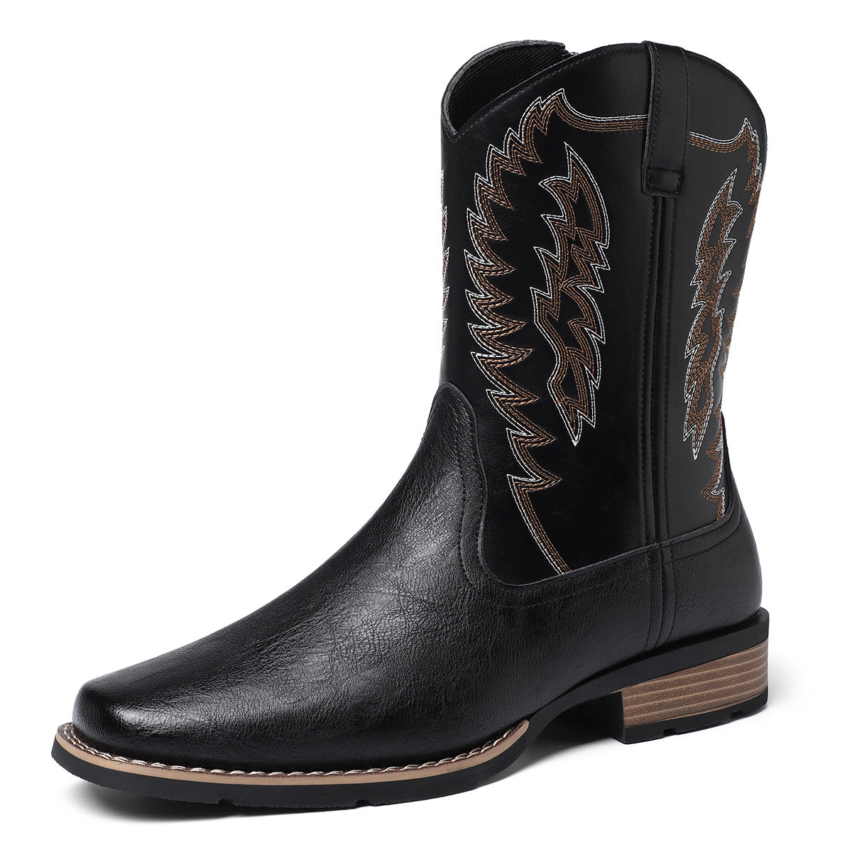 Stylish Western Cowboy Boots With Embroidered Design For Men