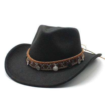 Stylish Western Cowboy Hat With Embellished Band - Perfect For Festivals And Casual Wear