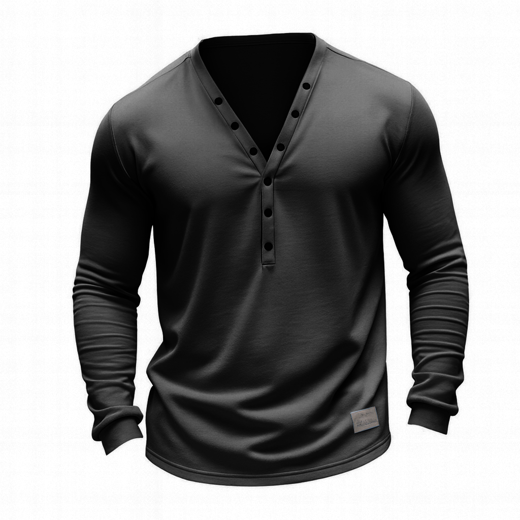 Stylish Henley Neck Long Sleeve Shirt For Men - Perfect For Casual And Semi-Formal Occasions