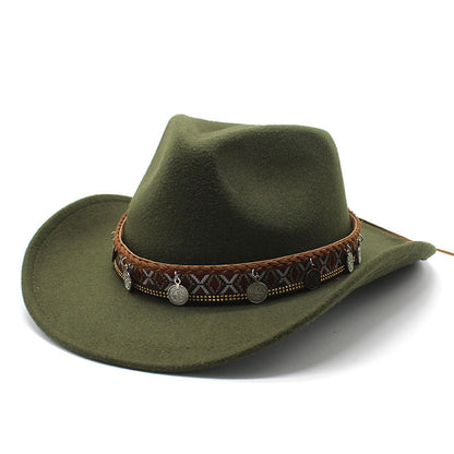 Stylish Western Cowboy Hat With Embellished Band - Perfect For Festivals And Casual Wear