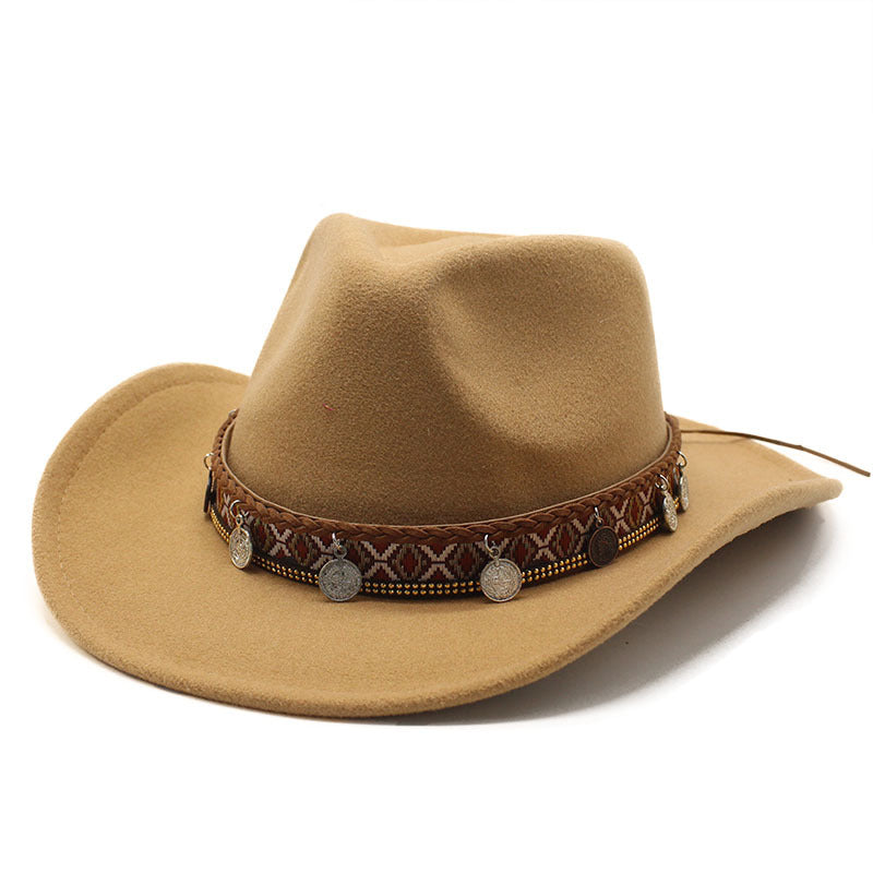 Stylish Western Cowboy Hat With Embellished Band - Perfect For Festivals And Casual Wear