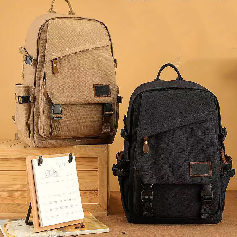 Men's Canvas Backpack Trend Casual Large Capacity Outdoor Travel Backpack