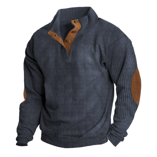 Plus Size Men's Outdoor Casual Standing Collar Long Sleeved Sweater Hoodie