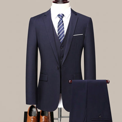 Modern Men's Slim Fit 2-Piece Suit Set | Sharp One-Button Business Blazer & Formal Dress Pants