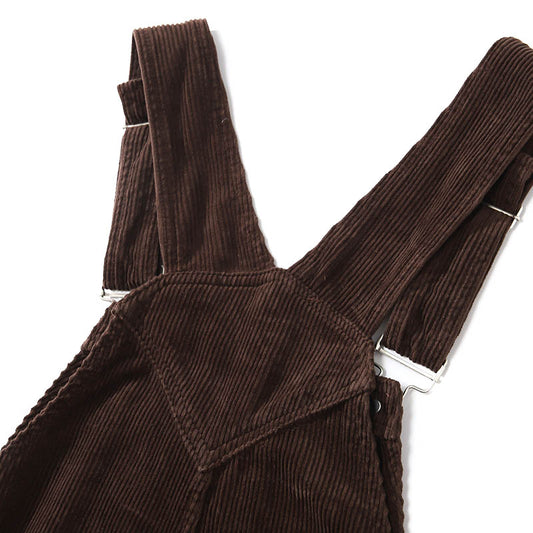 Workwear with Big Pockets Corduroy Brown Overalls
