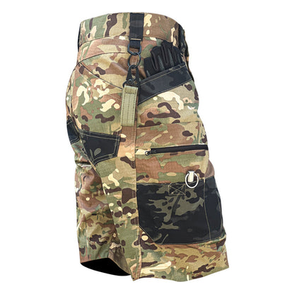 Multi-bolso de vários zípers de secagem rápida de camuflagem à prova d'água shorts homens