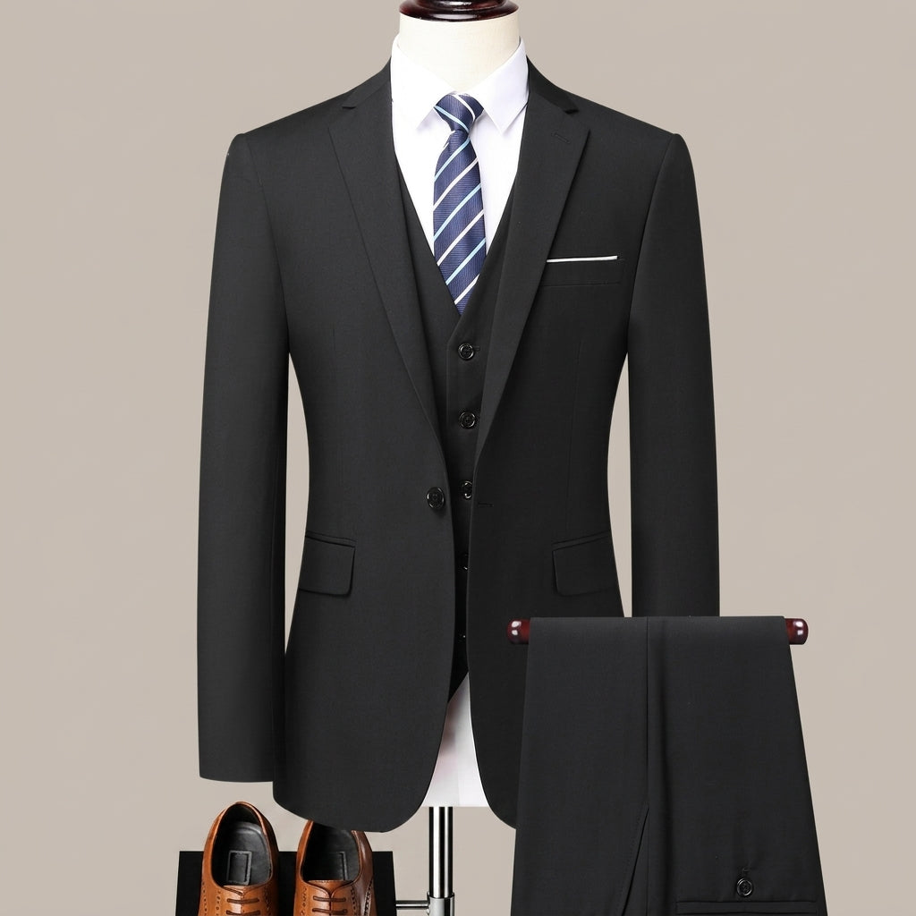 Modern Men's Slim Fit 2-Piece Suit Set | Sharp One-Button Business Blazer & Formal Dress Pants