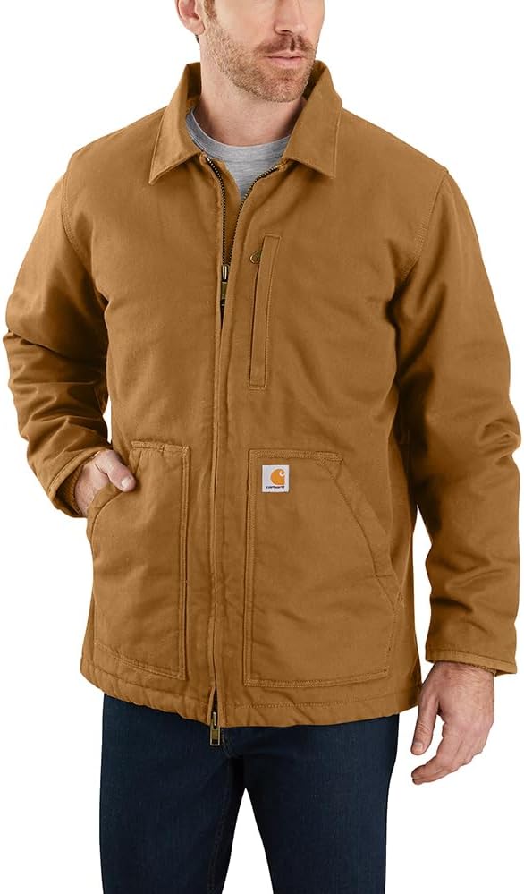 Carhartt Men's Loose Fit Washed Duck Sherpa-Lined Coat