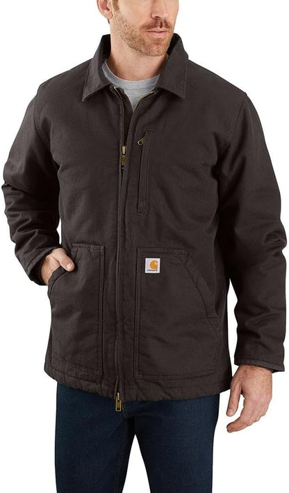 Carhartt Men's Loose Fit Washed Duck Sherpa-Lined Coat