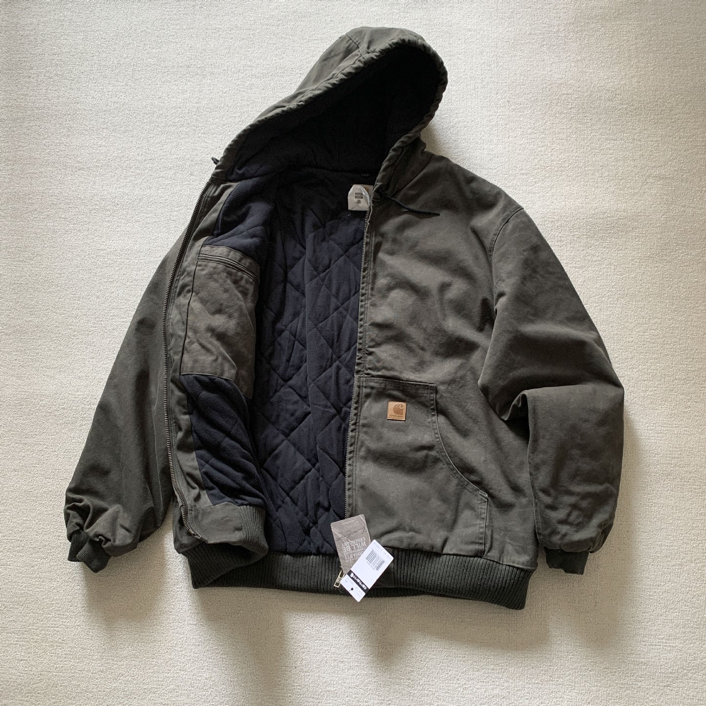 Vintage J130 washed distressed hooded zip-up jacket/padded coat