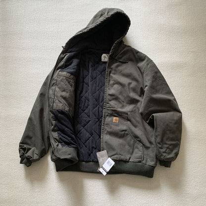 Vintage J130 washed distressed hooded zip-up jacket/padded coat