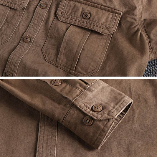 Demin Cotton Cargo Shirts Big Pockets Workwear