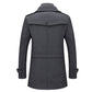 Fashion Double Collar Cold Resistant Men Woolen Coat