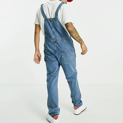 Light Blue Denim Big Pockets Men's Overalls Workwear