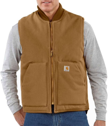 Carhartt Men's V01 Relaxed Fit Firm Duck Insulated Rib Collar Vest, Carhartt Brown, Large