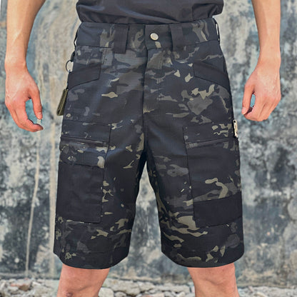 Multi-bolso de vários zípers de secagem rápida de camuflagem à prova d'água shorts homens